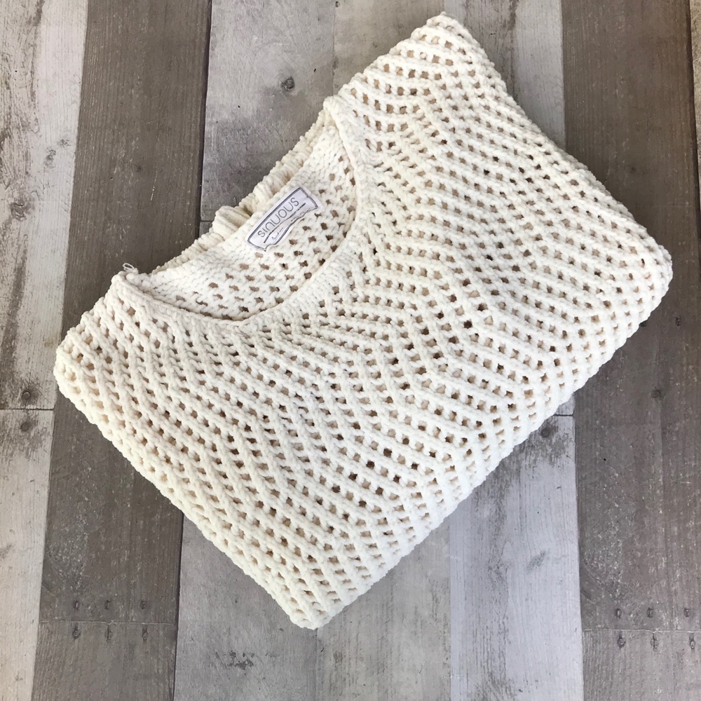 Chunky Oversize Chenille-Like Short Sleeve Sweater